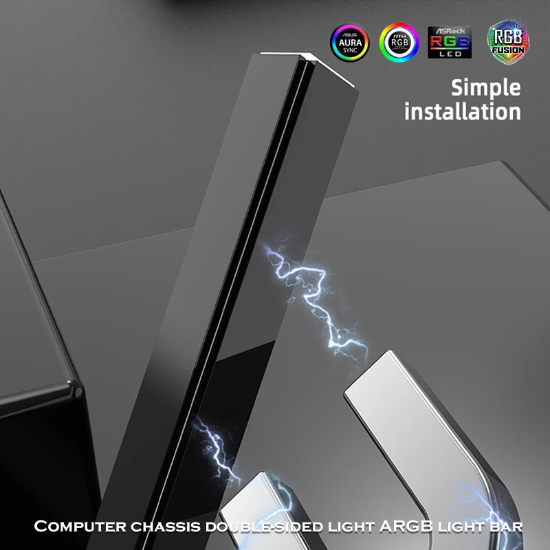 خزانة الكمبيوتر المكتبي RGB LED قطاع غاسل ضوء الهيكل، 5V ARGB M/B SYNC، تألق مزدوج الجانب من الألومنيوم، 30 سم / 40 سم #3