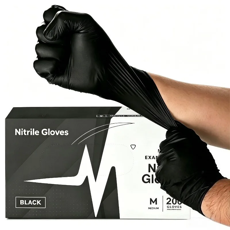 30/60/100 Stück Einweg-Nitrilhandschuhe in Schwarz für Reinigung, Friseur, Haushalt, Wasserdicht, Tierpflege und Baden