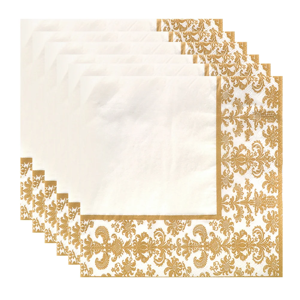 

100 Pcs Disposable Paper Napkin Colored Tissue Colorful Gold Cocktail Napkins Printed