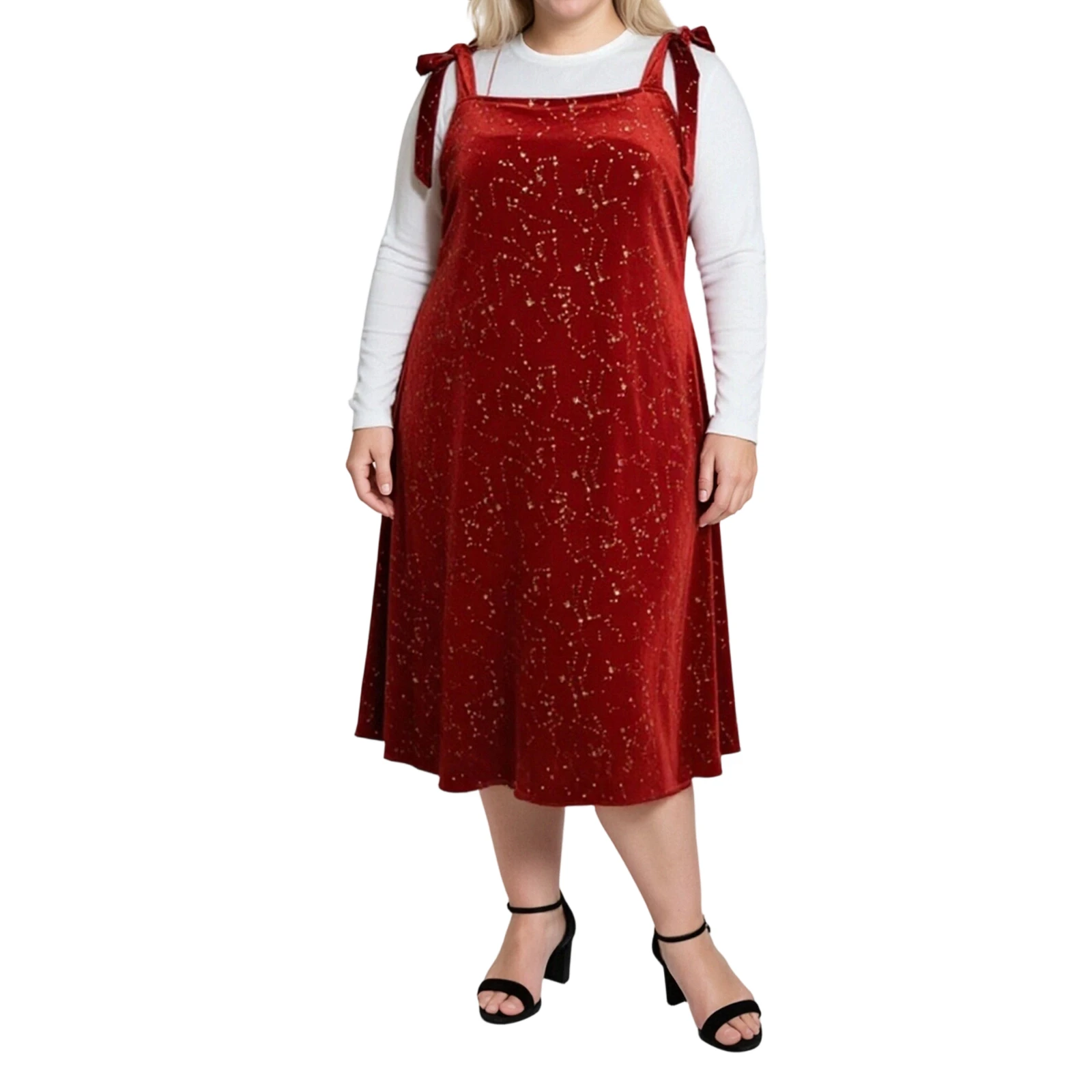 موضة الأحمر الساخن ختم المخملية ستار طباعة أكمام التعادل الحمالة فستان المرأة المتضخم عادية فضفاض بلا أكمام ألف خط فستان