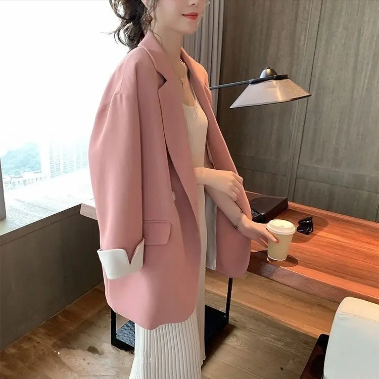 Coreano rosa piccolo vestito studente cappotto doppio petto sciolto casual chic vestito primavera e autunno 2022 nuove donne blazer