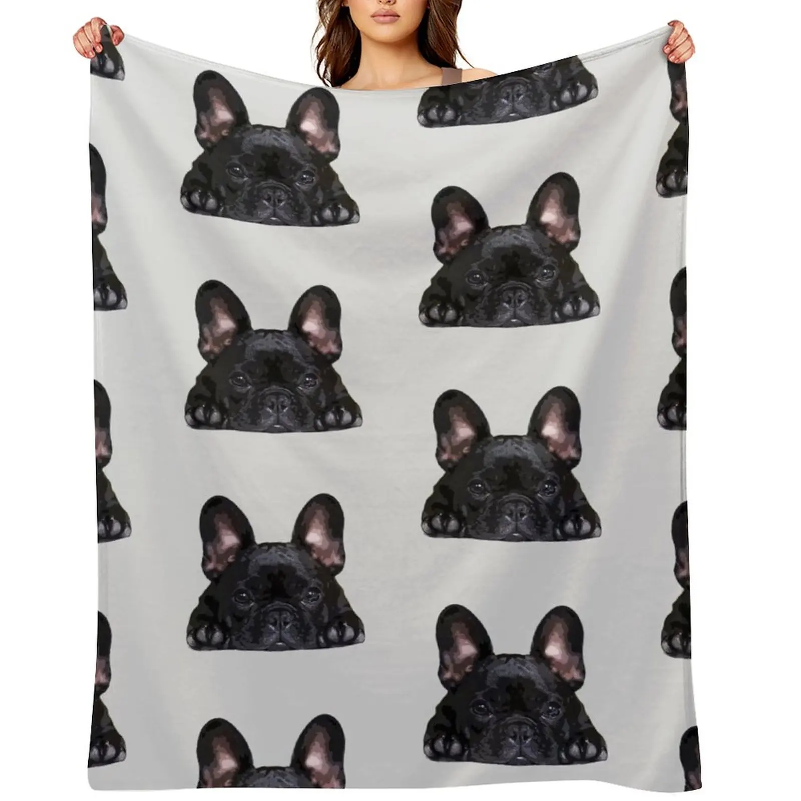 

French Bulldog Black Puppy Dog Throw Blanket Beautifuls funny gift Soft Furry Blankets