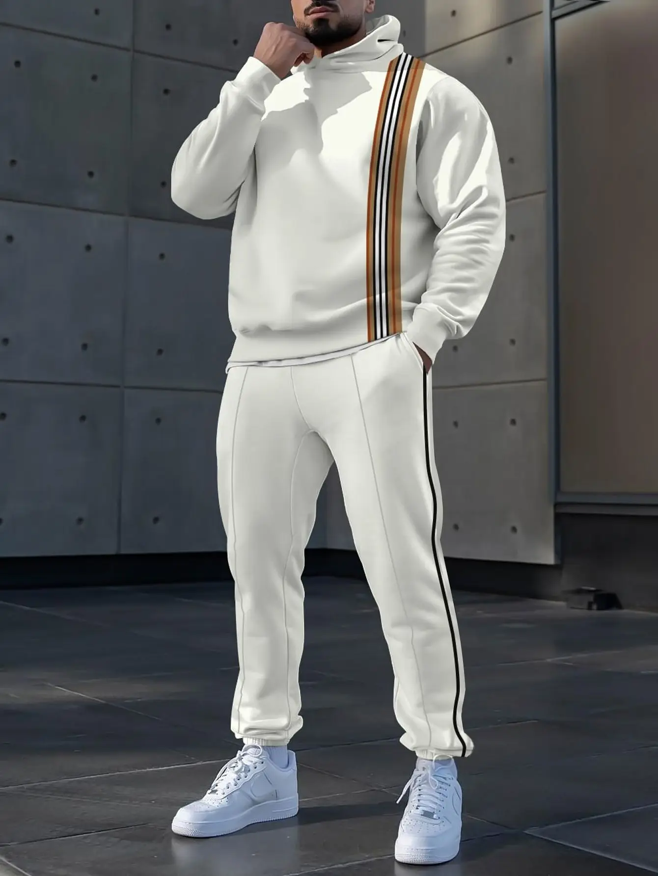 

2-piece set, European and American men's fashionable sports long-sleeved top and long pants set