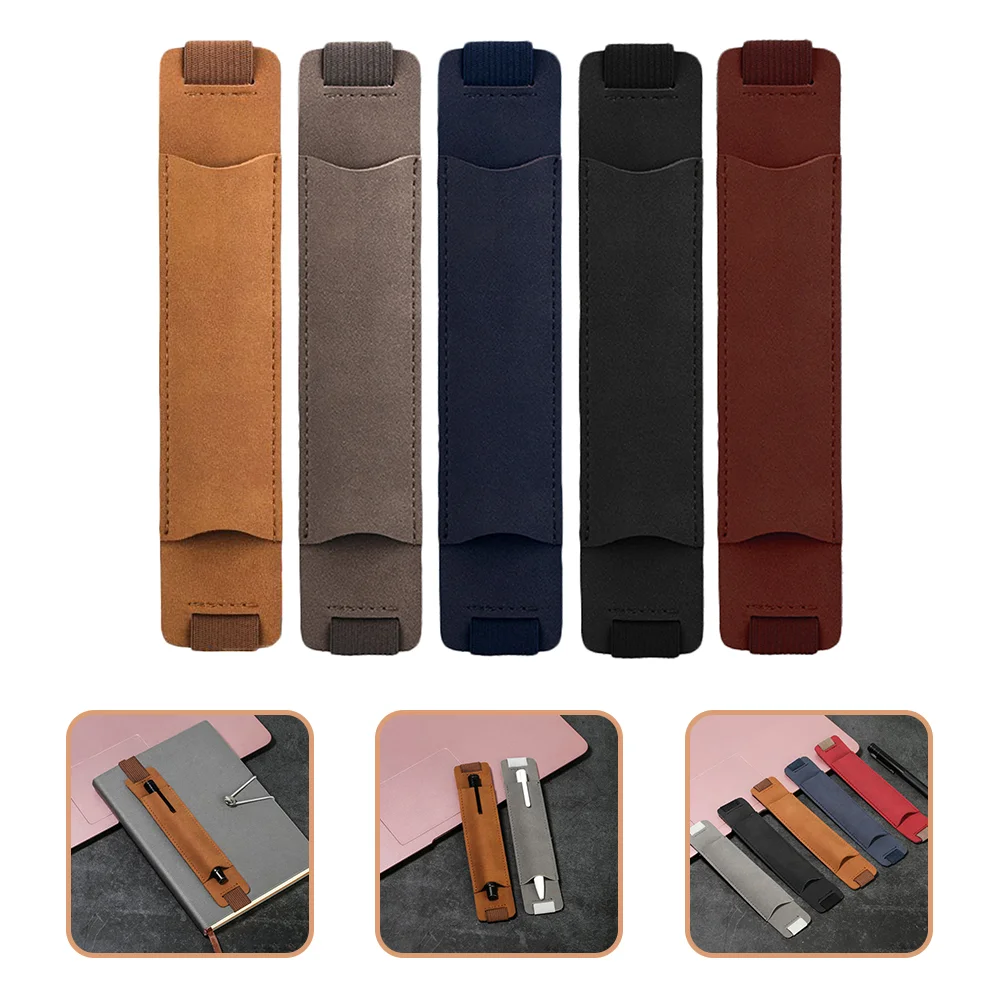 5 Pcs Pen Case Elastic Notebook Holder Nice Hardcover PU Cases Sleeve with Band Travel