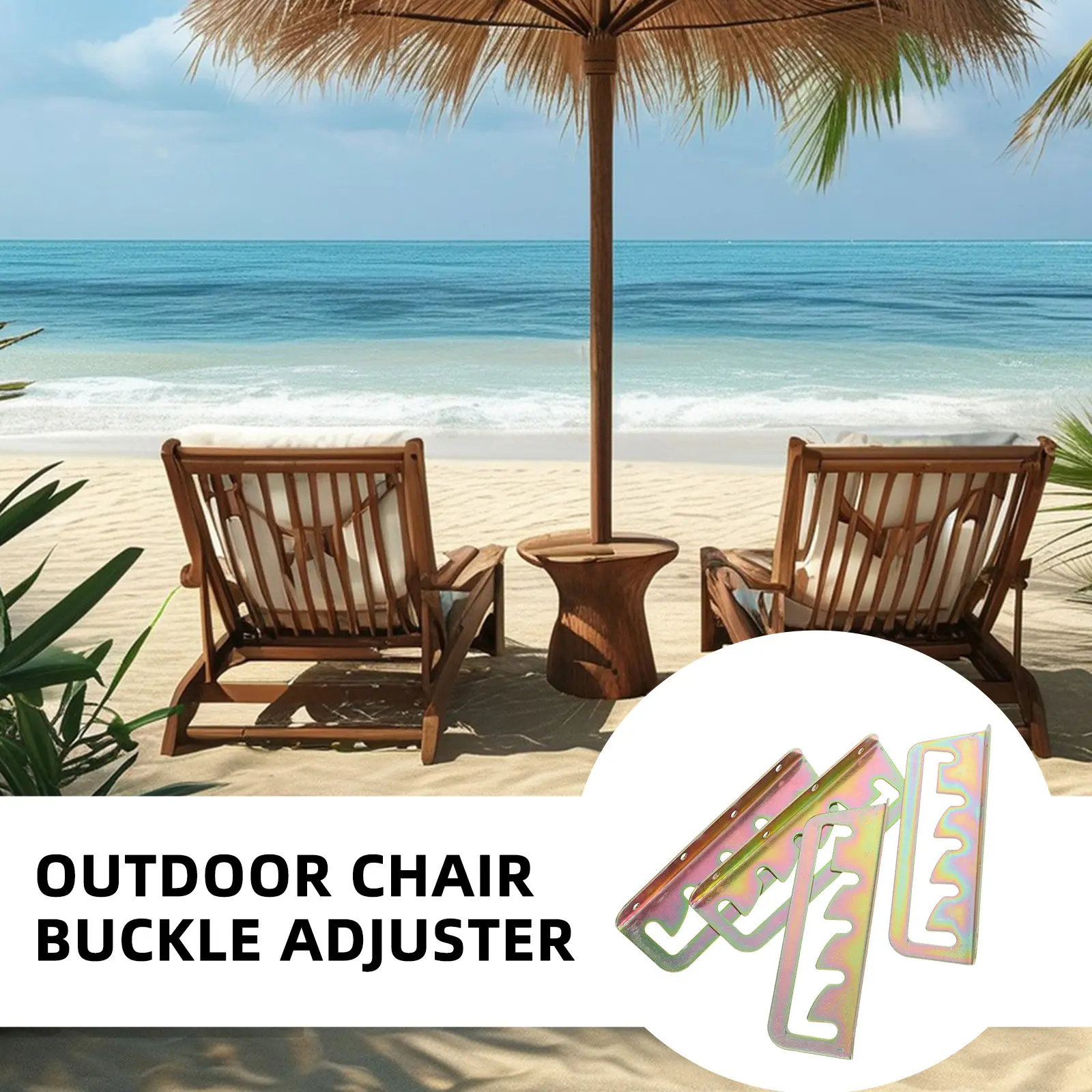 2Sets Folding Chair Hardware Patio Lounge Recliner Backrest Adjuster Bracket 5 Position Golden for Garden Camping