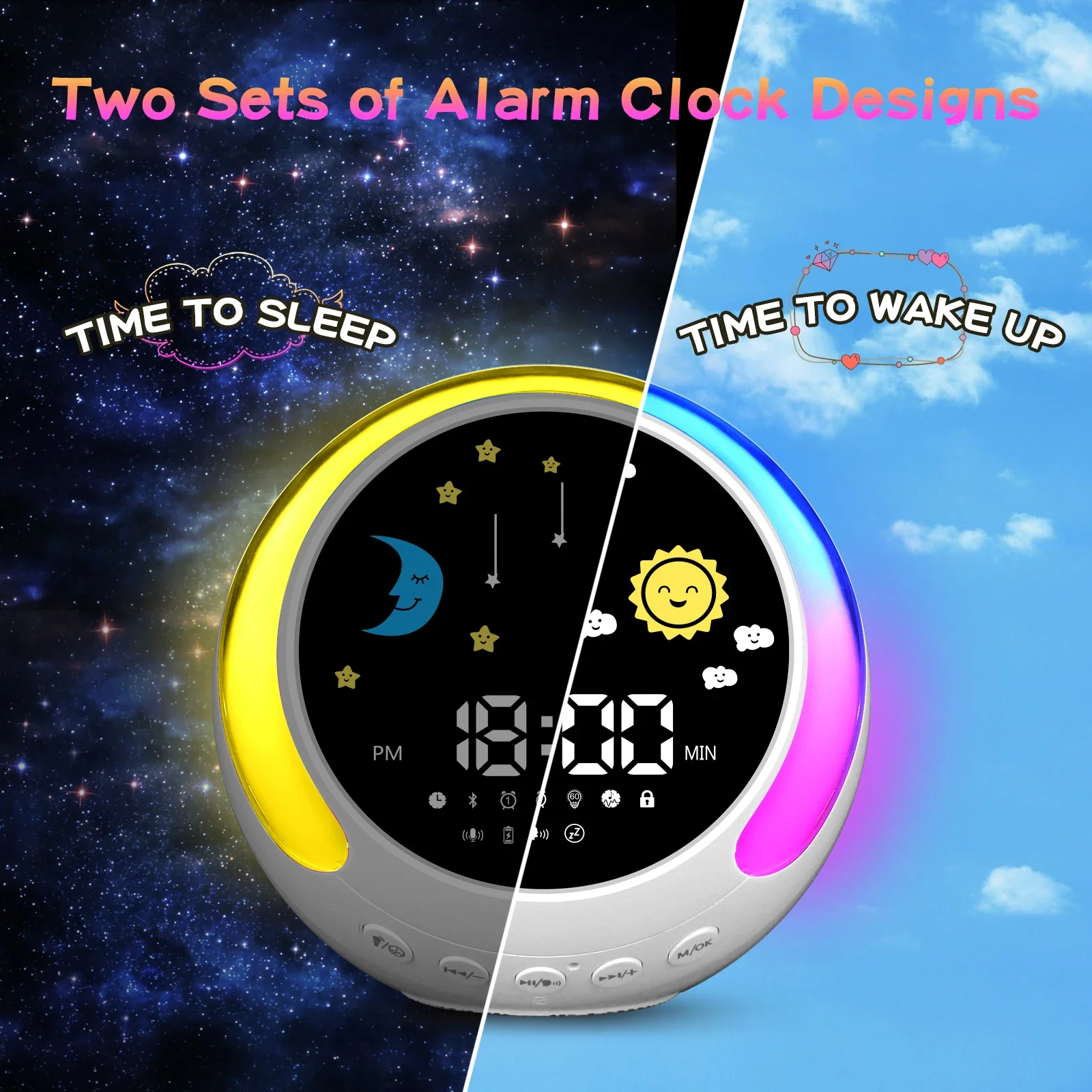 Moon Shaped Wire Bluetooth Touch Adjustable Bedroom Sound Ambient Romantic Lighting Alarm Clock Function for Party Multi-Scene