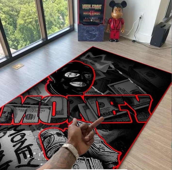 Alfombra Vintage con diseño de dólar, área bohemia gótica, sala de estar, sofá, dormitorio, decoración rústica, alfombras negras, alfombra Retro, decoración del hogar