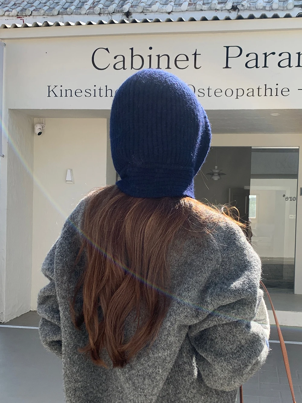 Gestrickte Mütze aus Wollmischung für Männer und Frauen, Balaclava, warme Wintermütze, Unisex-Mütze mit Kapuze, Halskragen, Schal, Mütze, Ski-Mütze, kalte Mützen – Detail 3