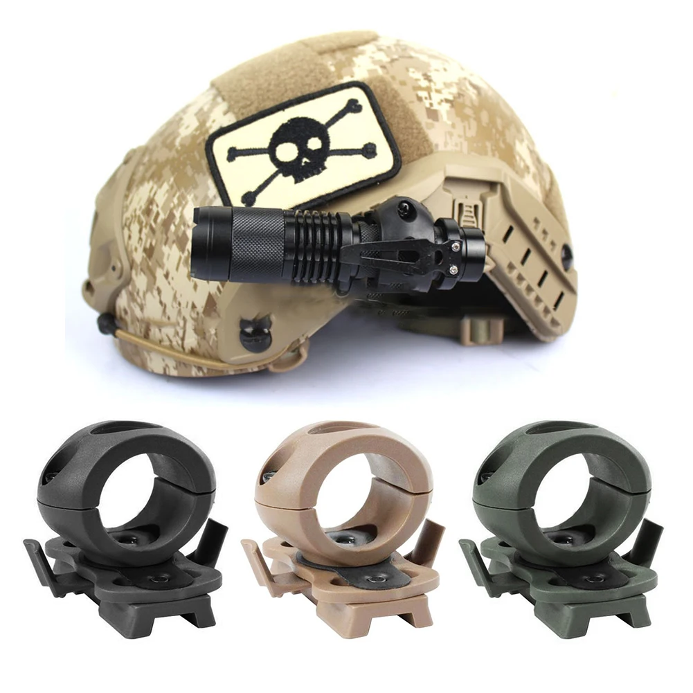 Helmet Flashlight Holder 60-degree Adjustable Mount Clip Torch Bracket Adaptor Tactical Helmet Cycling Accessories tactical gear