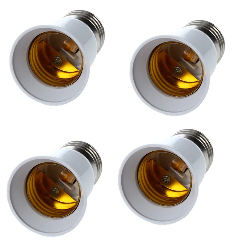 LICE-4X E27 から E27 電球ホルダー シルバートーン ホワイト アダプター エクステンダー