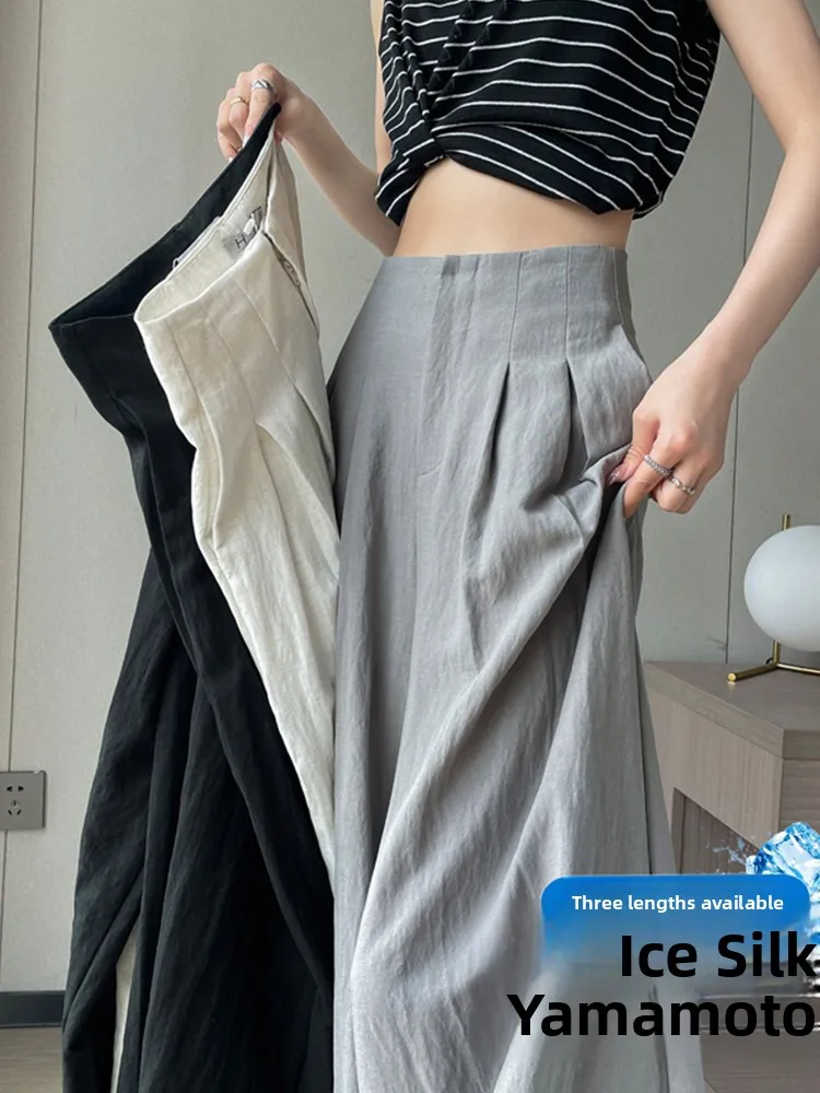 กางเกงขายาวผ้าลินินทรงหลวมสำหรับผู้หญิง ฤดูร้อน เนื้อผ้าบางเบา เอวสูง ทรงตรง สไตล์ลำลอง ผ้าฝ้ายผสมลินิน ทรงซาคาโมโตะ