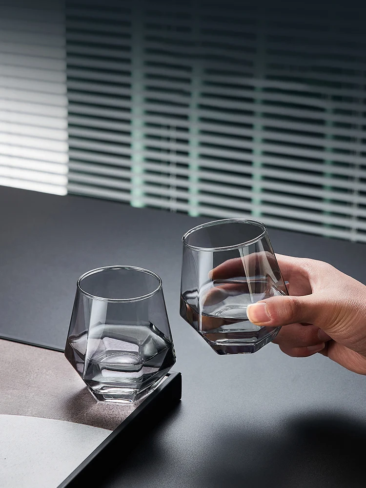 

Smoke Gray Whiskey Fruit Wine Glass Home Minimalist Living Room Drinking Creative Beer Mug Bubble Tea Cup Set