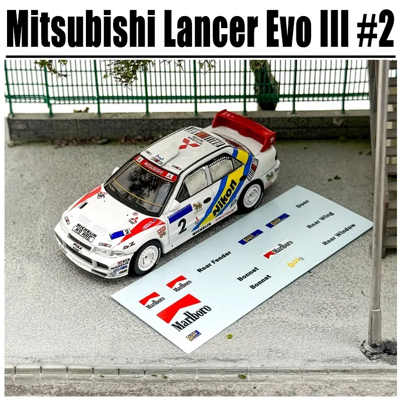 Tarmac Works 1/64 Mitsubishi Lancer Evo III # 2 legering speelgoed motorvoertuig gegoten metalen model geschenken