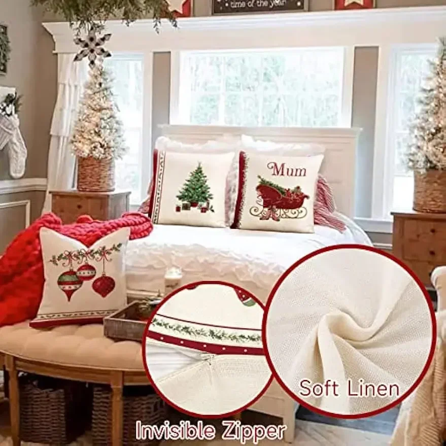 1pcs/set Christmas Decoration Living Room Sofa Decoration Cushion Covers Home Decoration High-density Flax Pillow Cases Cojines