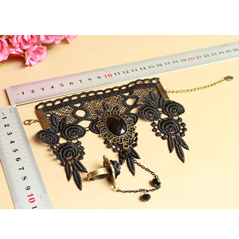

Retro Vintage Rose Flower Lace Wristband For Women Black Elegant Jewelry Accessory Perfect Match Special Design Stand Out