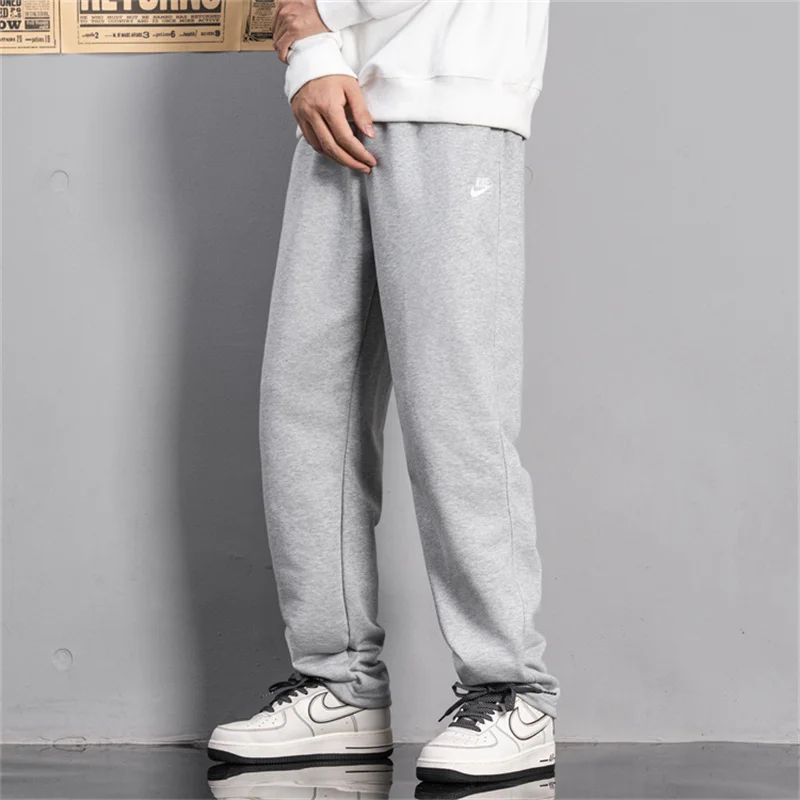 

Nike Breathable Trousers Men and Women Solid Colored Fashionable Embroidered Logo Comfortable Sweatpants Black or Grey