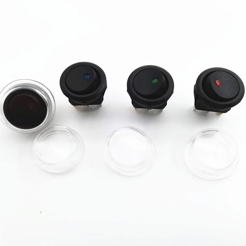 4pcs 12V 220V Waterproof Rocker Switch LED Dot Light Car Boat Round ON/OFF SPST Switch