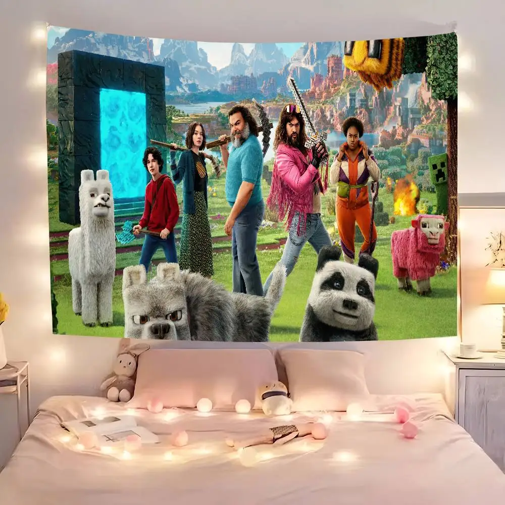 Película Película 2025 A M-Minecraft Bandera colorida Colgante de pared Banner de pared bohemio Mandala Decoración de arte interior
