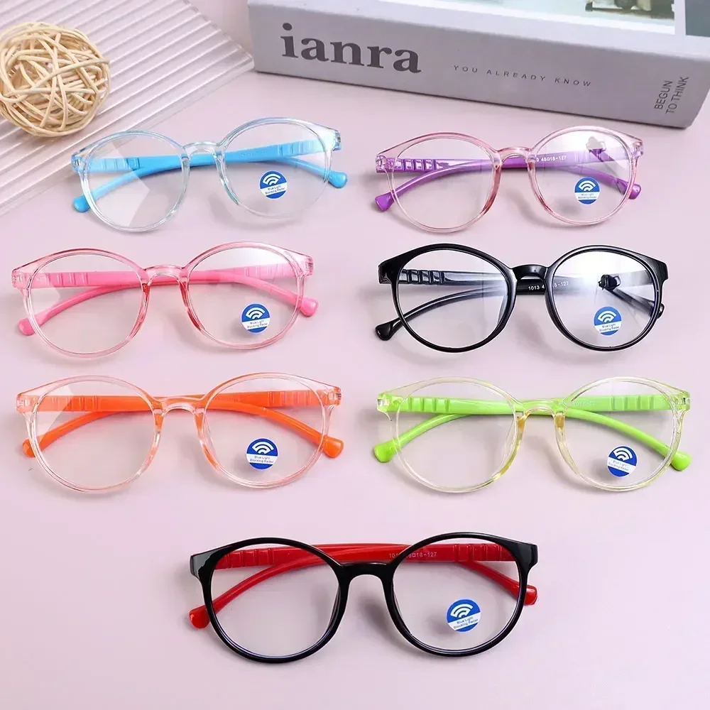 Kids Anti-Blauw Licht Bril Kinderen Jongens Meisjes Transparante Ronde Computer Bril Oogbescherming Ultralight Frame Eyewear