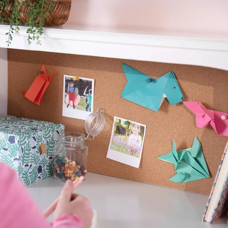 Kids Media Desk and Chair Set - White: Kids Writing Wooden Desk Set for Boys and Girls，home.