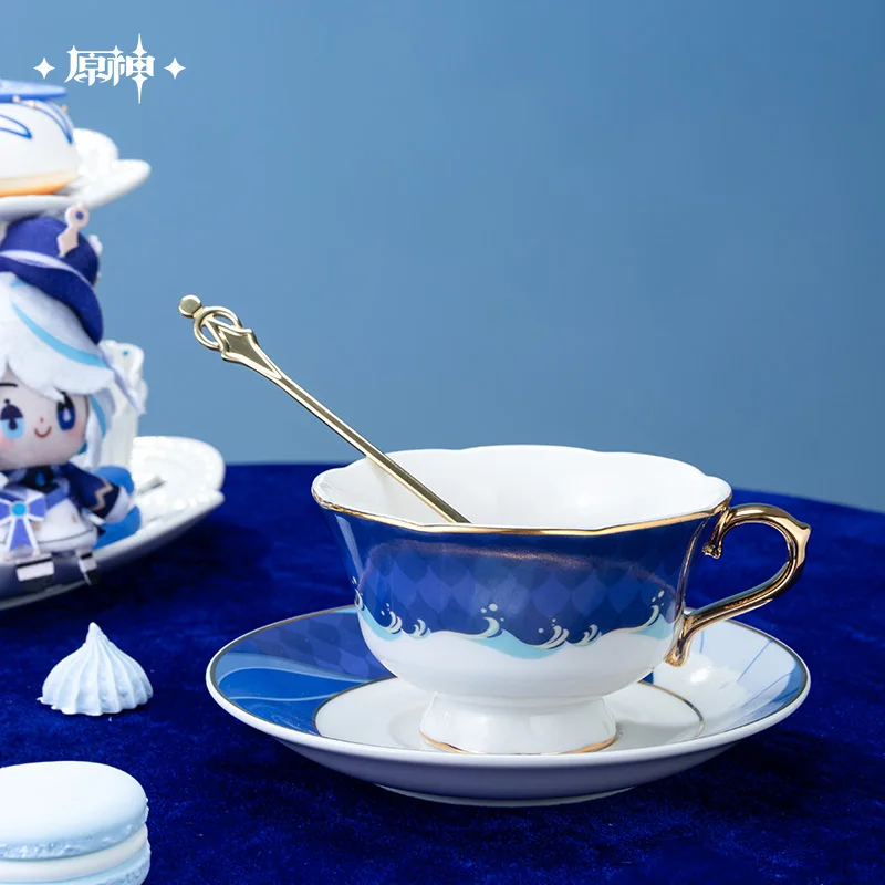 Pre-sale Game Genshin Impact Furina Tea Cup Official Original Focalors Ceramics Coffee Mug Plate Set Cosplay Birthday Fans Gift