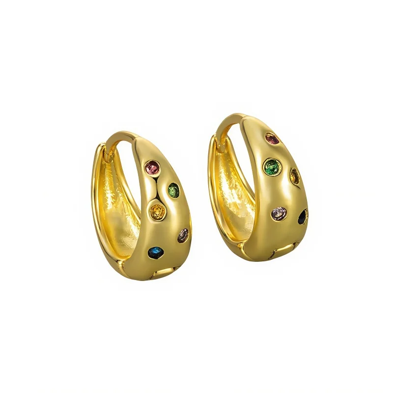 

Micro Inlaid Color Diamond Earrings Hoop Exquisite Vintage Jewelry Gift for Women