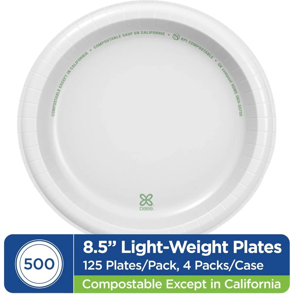 اللوازم المنزلية / ألواح ورق بيضاء خفيفة الوزن مقاس 8.5 بوصة، 500 قطعة (125 لوحة للاستعمال مرة واحدة في كل عبوة، 4 عبوات في كل علبة) #2