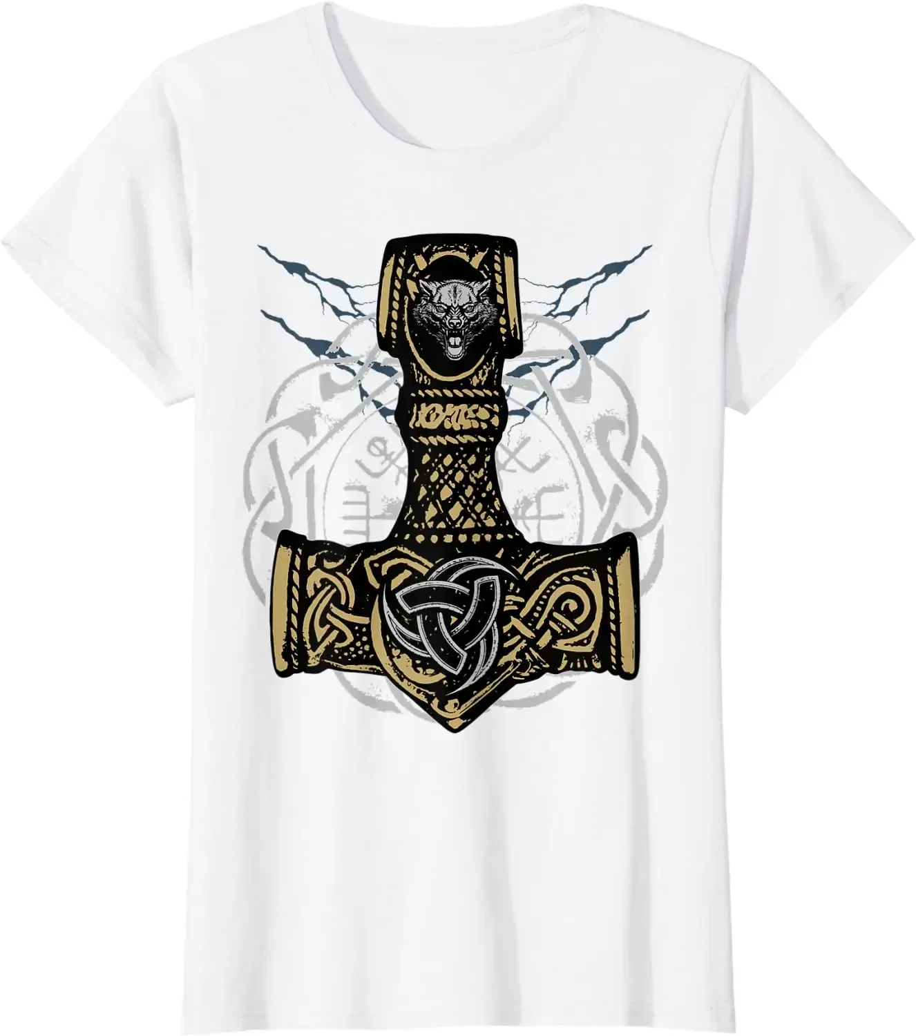 Thors Hammer Triple Horn of Odin Men T-Shirt Short Sleeve Casual 100% Cotton O-Neck Summer Shirt oversized t shirt men clothing.