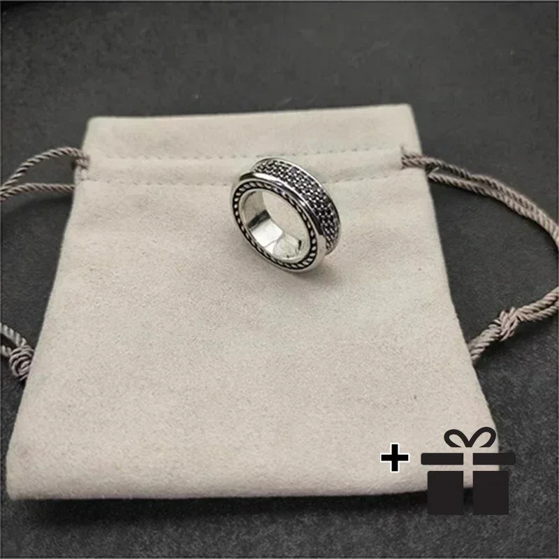 

2025 Высокое качество, новинка 2025, новейший модный аксессуар — серебро 925 пробы с круглой головкой, новая линия, обернутая цирконом, кольцо для мужчин и женщин
