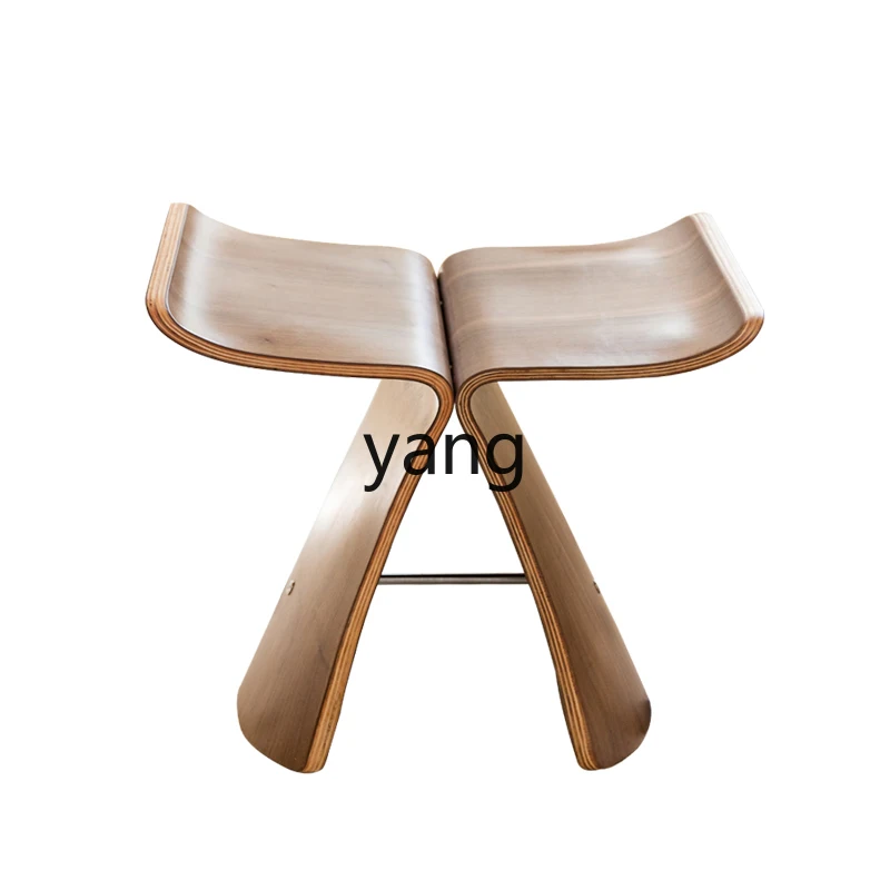 

Lmm household solid wood replica l Butterfly stool Internet celebrity wabi sandy wind low stool