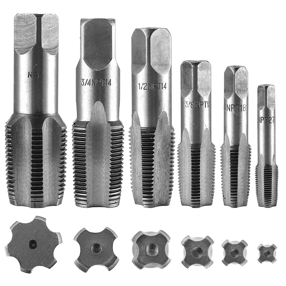 6-teiliges NPT-Rohrgewindebohrer-Set, präzises Gewinde-Sanitärgewindebohrer-Set aus Kohlenstoffstahl für saubere, genaue Gewinde