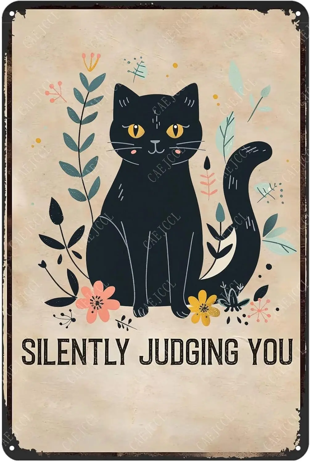 1p,Interesting metal signs SILENTLY JUDGING YOU Vintage aluminium tin signage Vintage signage for family living room Bedroom Far