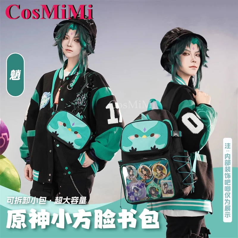 CosMiMi Genshin Impact Scaramouche/Xiao/Furina Cosplay Peripheral Small Square Face Fashion Backpack Schoolbag Lovely Itabag