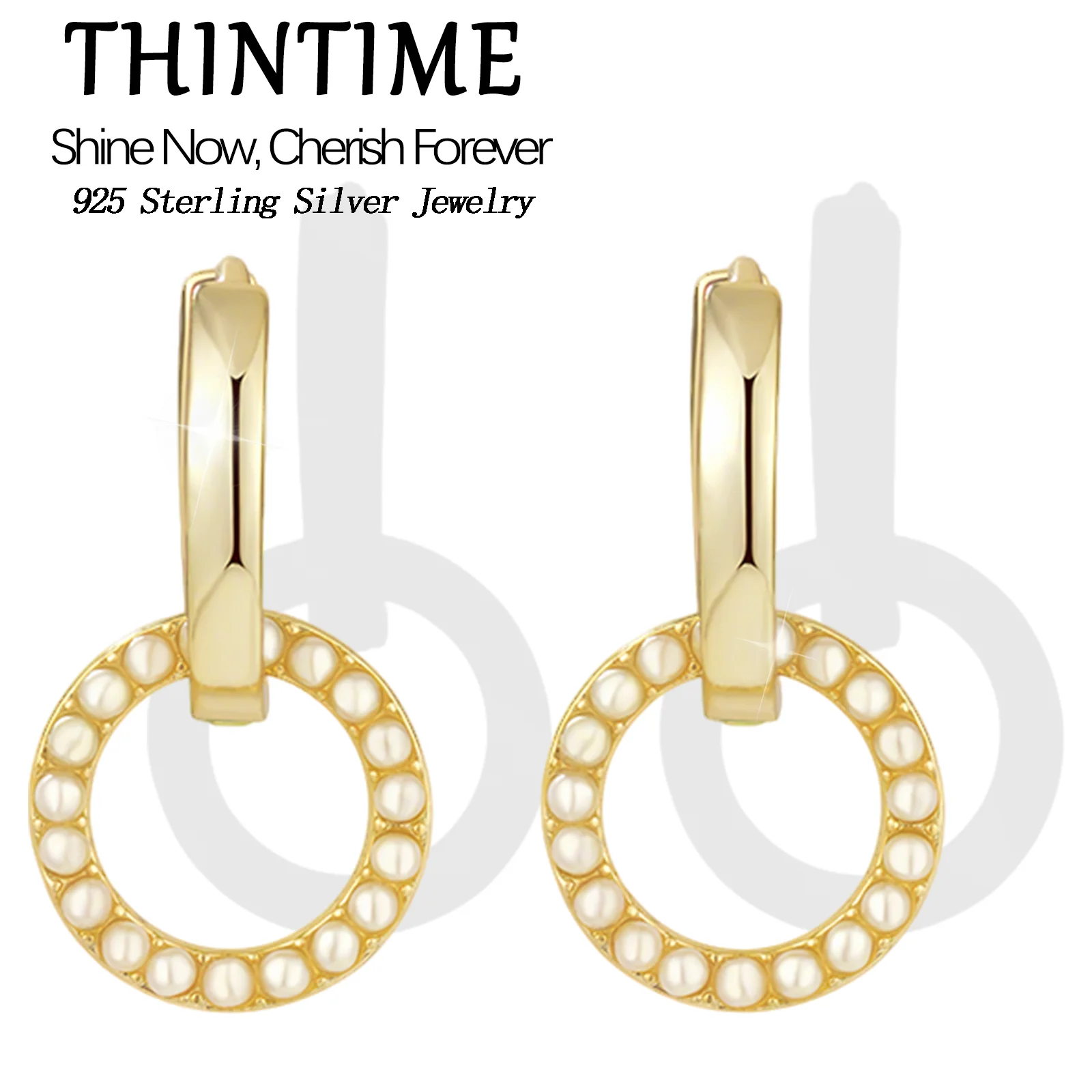 

Hoop Earrings for Women Trendy, 925 Sterling Silver Golden Double Hoop Earrings Gold Round Link Moonstone Drop Dangle Earrings