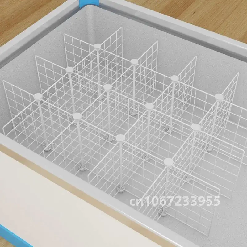 Open frame H32cm Assemble Freezer partition steel grill net storage rack organizer in island freezer horizontal refrigerator