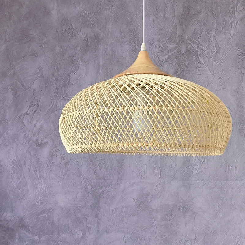 Wabi-sabi Rattan pendant light Vintage Hand-woven Chandeliers for Living Room Restaurant bedroom Kitchen Hemp Rope pendant lamp