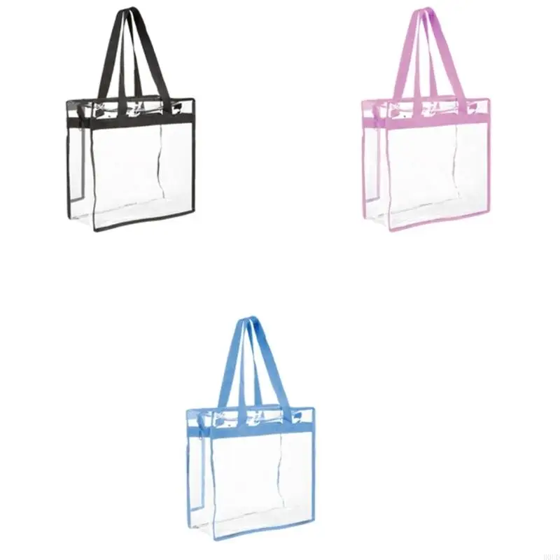 

D0UD Women Top Handle Handbag All-matching PVC Shoulder Bag Transparent Beach Bag