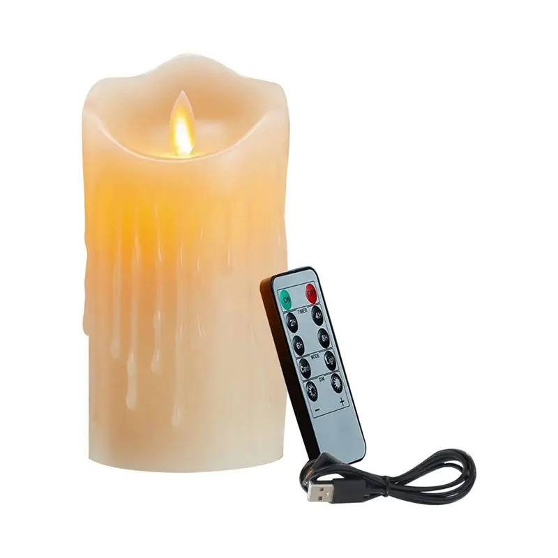 2X LED Candles, Flickering Flameless Candles,Rechargeable Candle, Real Wax Candles With Remote Control,12.5Cm