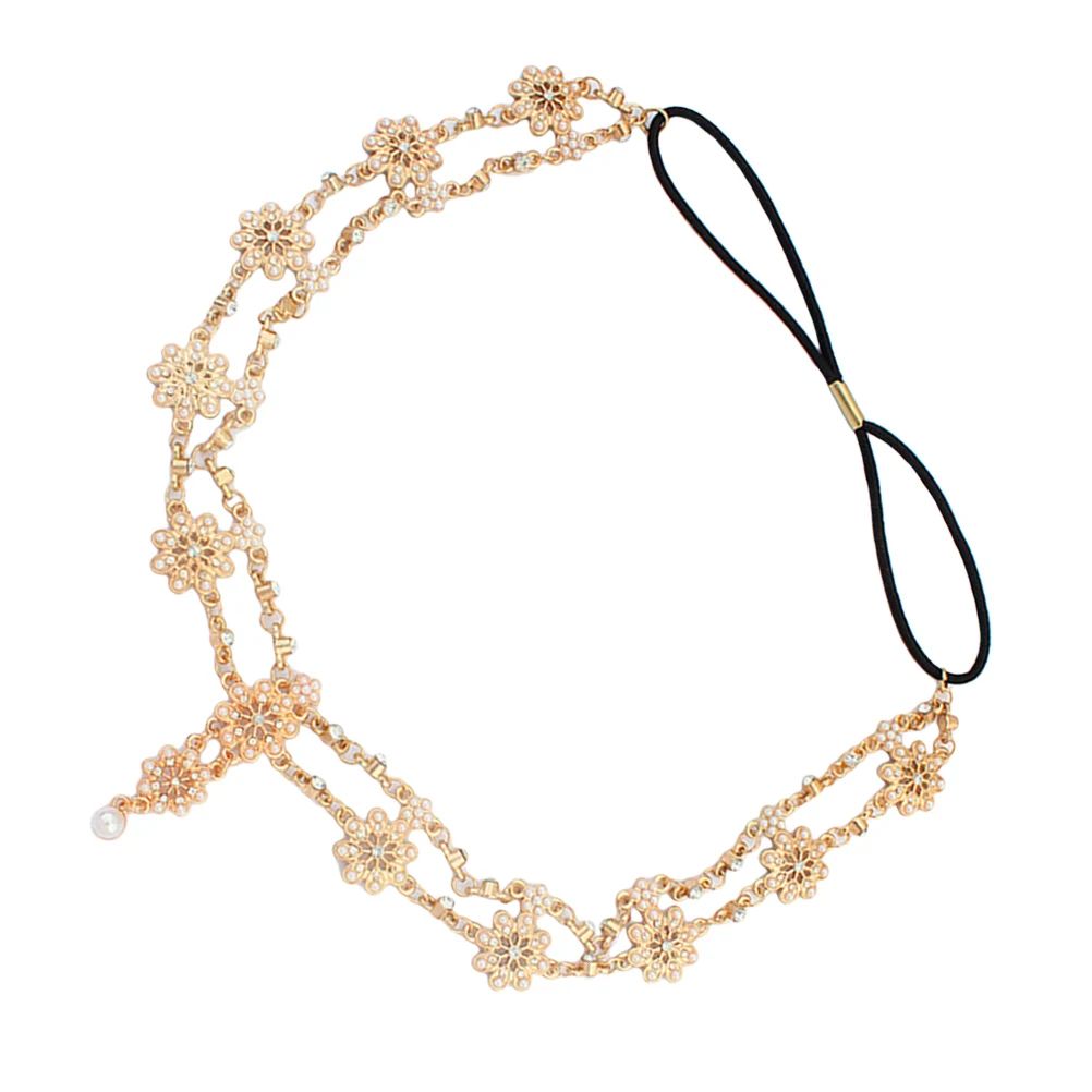 

Pearl Flower Stretch Bohemia Wedding Beach Party Free Size Bohemia Headbands Alloy Elastic Band Hairstyle Tool