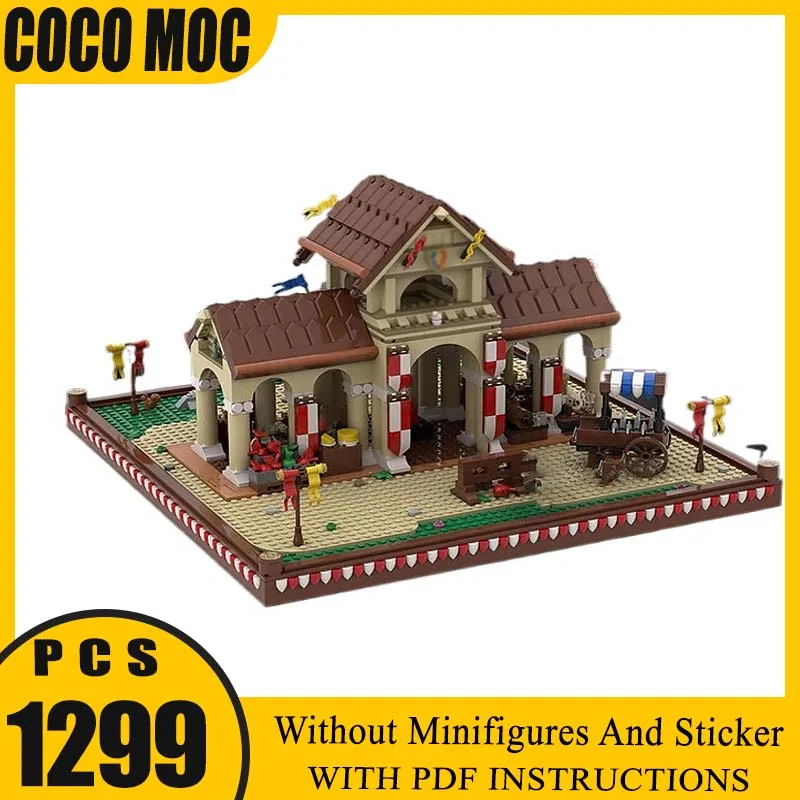 

Moc Building Blocks Medieval market hall Technology Modular Bricks Model Gifts Christmas Toys DIY Sets Assembly
