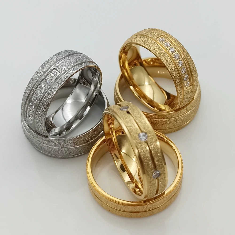 His and Hers Wedding Ring Set for Couples 8mm Men Women Marriage Alliance Dubai Gold Color Emery  Jewelry Big Usa Size 14 15