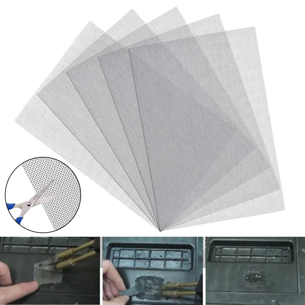 

5pcs Universal Stainless Steel Car Bumper Repair Net Crack Holes Bumper Body Hood Vents Crack Repair Mesh Net Accessories