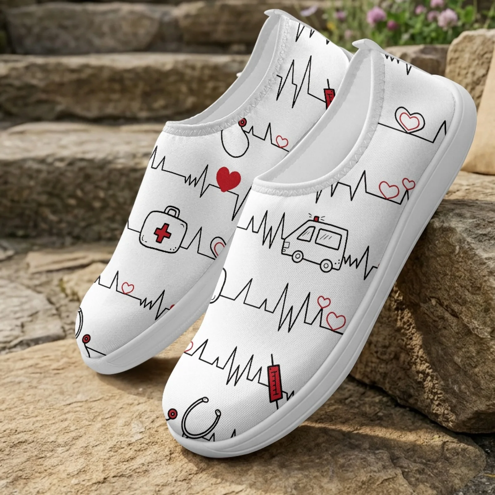 XIXIRIMIDO Wonmen Slip-on Wide-toed Shoe Nurse Shoes Men's Sneakers Casual Shoes Zapatillas de Mujer Tenis Feminino First Aid