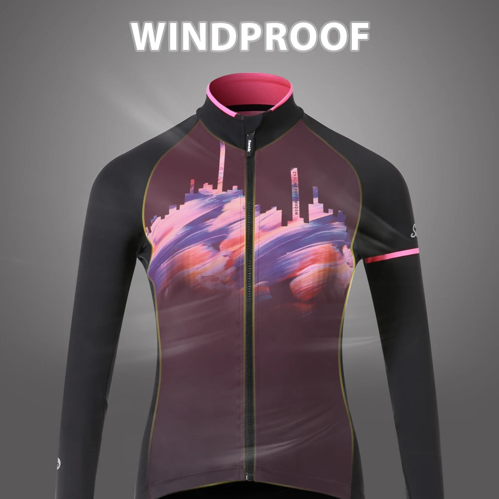 Santic Cycling Jacket Women\'s Spring Autumn Windproof Outdoor Bicycle Clothing Professional Long Sleeve MTB Road Cycling Jerseys