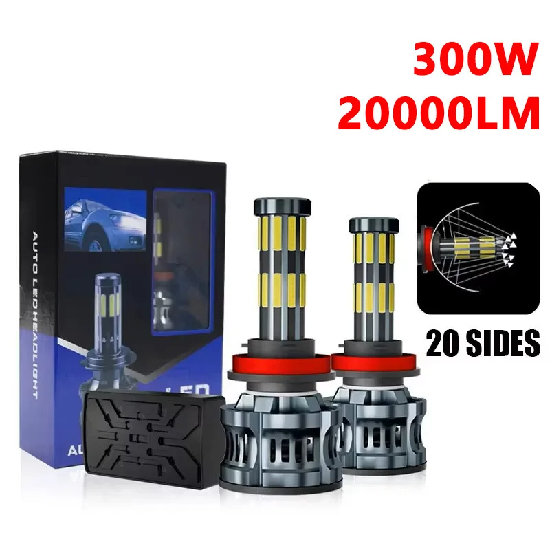 

20 Side LED 20000LM 300W Canbus 360 H7 Led Car Headlights Bulbs H11 HB3 9005 HB4 9006 Auto Fog Lights LED Lamps for Car
