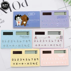 1PC Solar Calculator Ultra Thin Mini Fashion Card Sized 8-Digit Portable Solar Powered Cartoon Gift Pocket Calculator Stationery