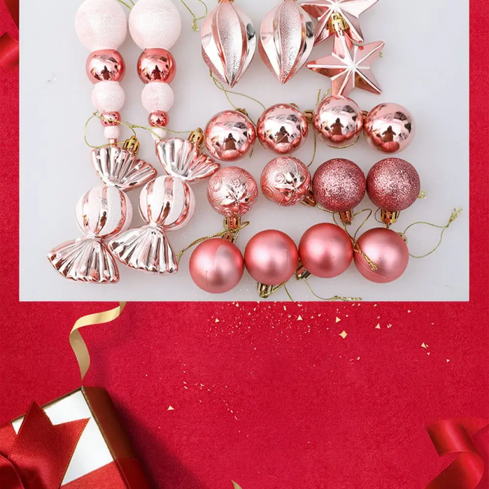 Christmas Tree Ornament Set Rose Gold Hanging Pendants Holiday Decor Supplies For Festive Home Party Festive Decor