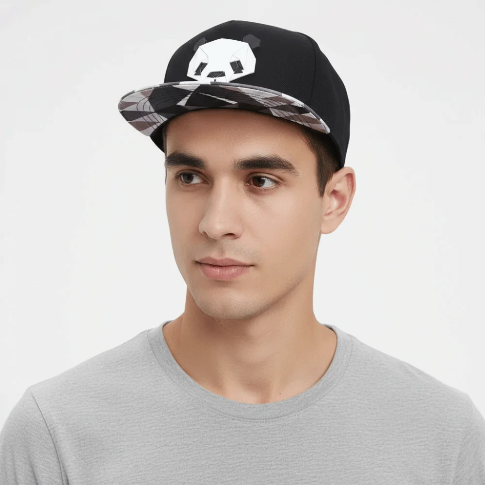 Casual Black Grey Outdoor Baseball Cap Visor Adjustable Baseball Hats Panda Style Peaked Cap For Man Women