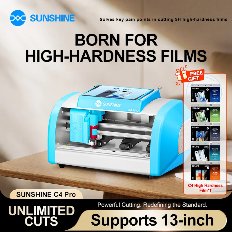 SUNSHINE C4 PRO Intelligent Blade-pressure Film Cutting Machine under 13 inches Can Cut high-hardness Films such as 7h/9h