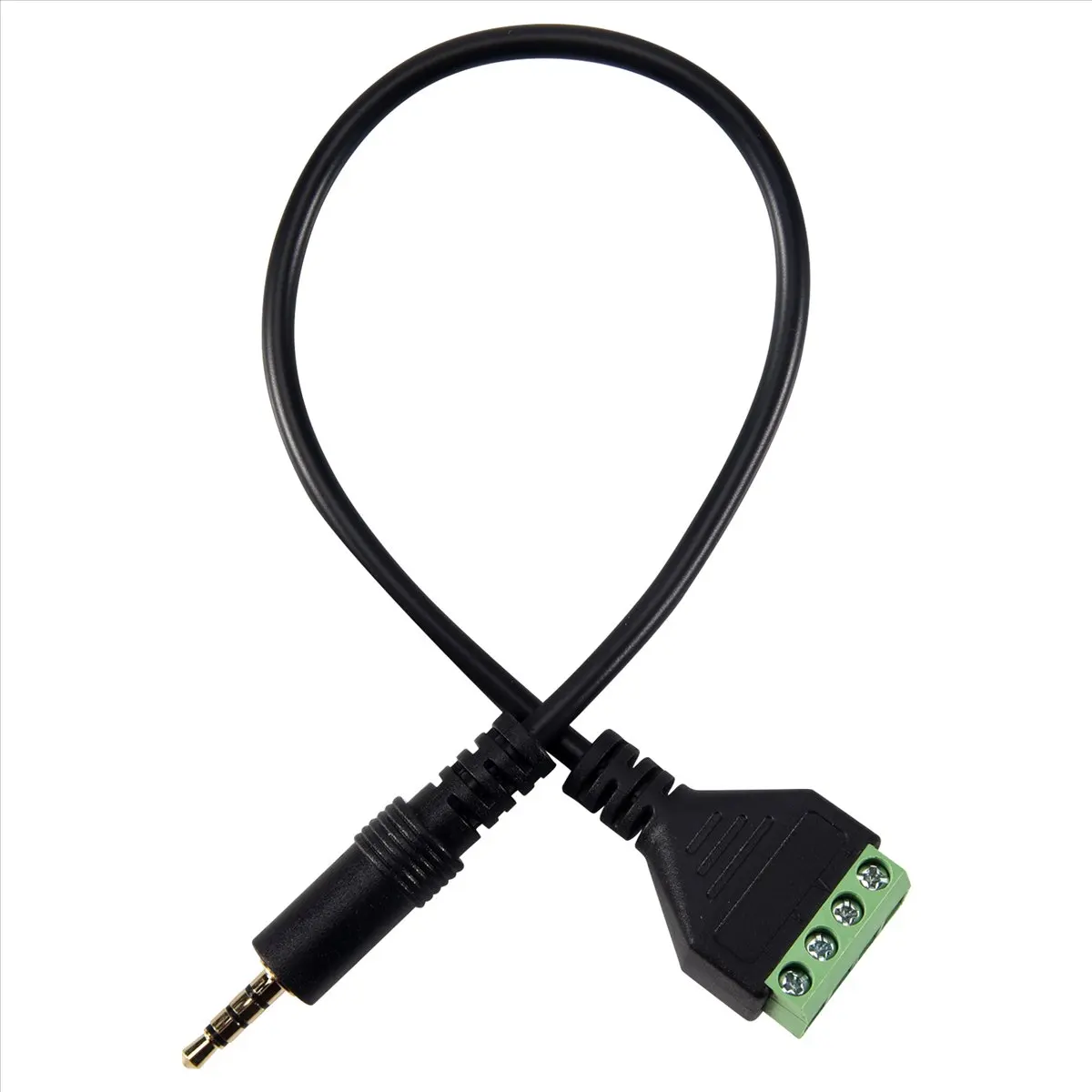 (DT93) 3.5mm Screw Terminal Adapter Speaker Cable 4-Core Stereo TRRS Male Hole to AV 4 Screw Terminal Balun Connector Cable